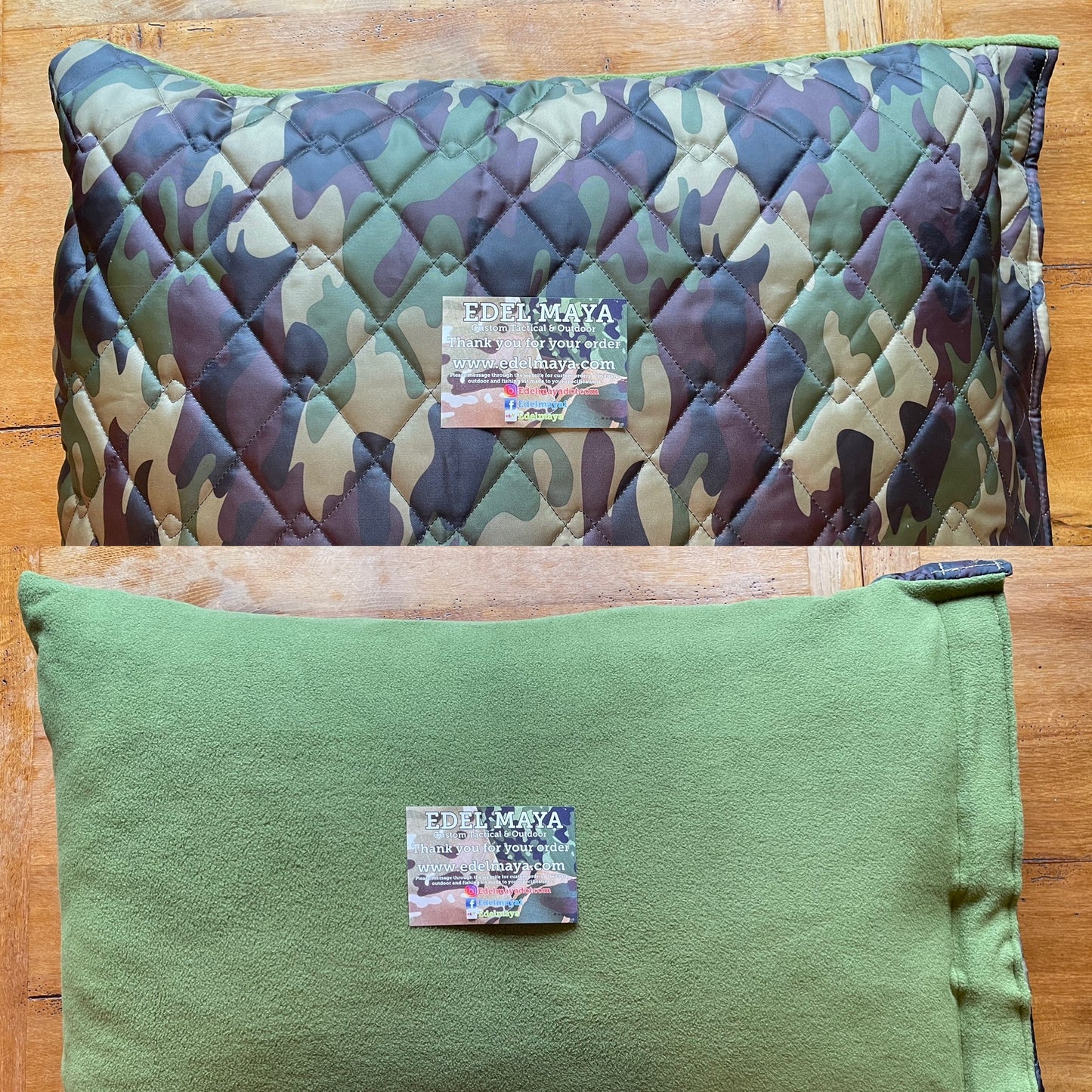 Double sided quilted waterproof and fleece DPM / Olive Pillow Case